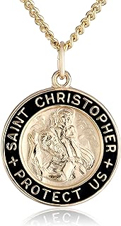 Amazon Collection Round Saint Christopher Medal Pendant Necklace, 20"