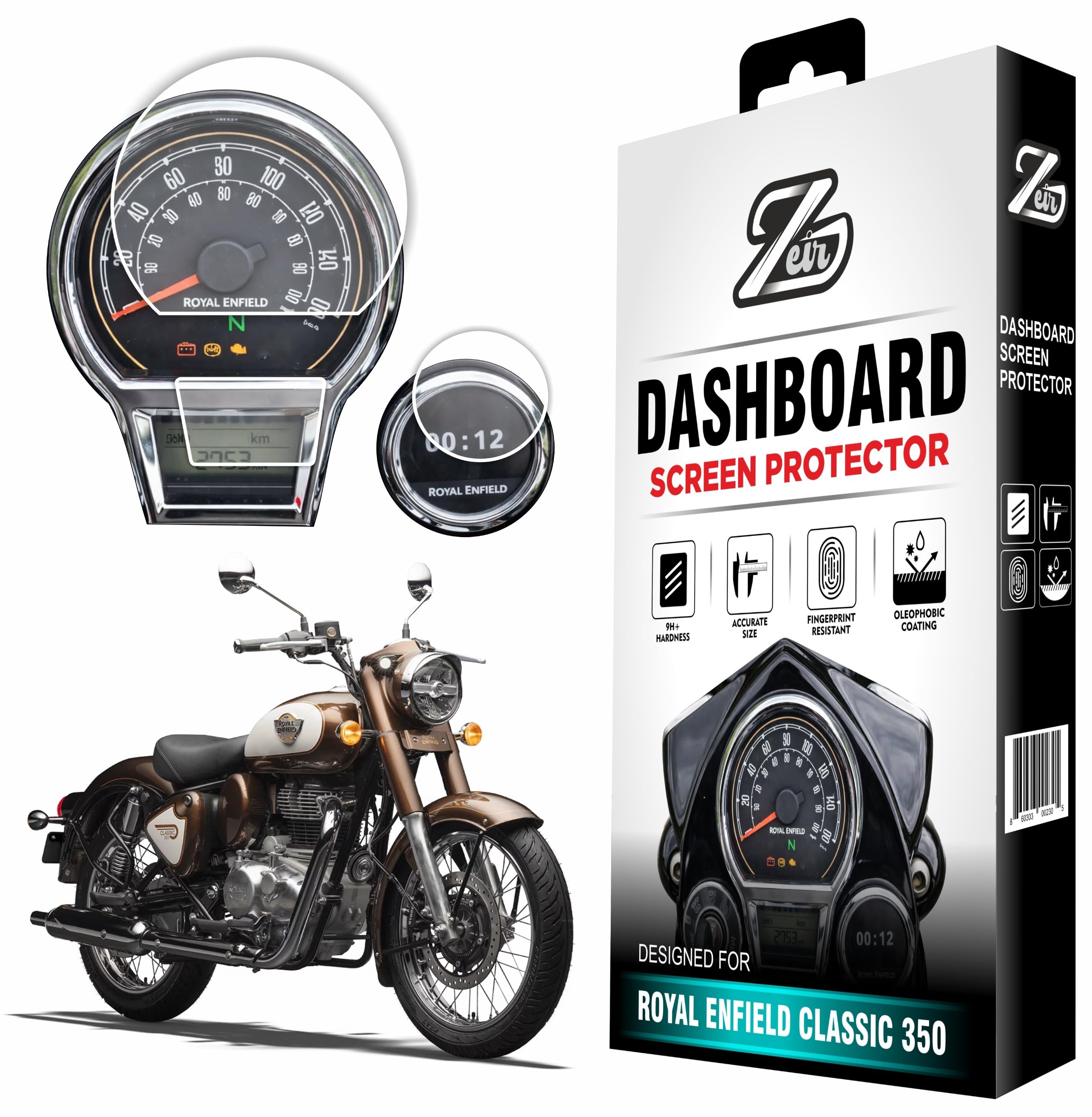 ZEIR Screen Protector For ROYAL ENFIELD CLASSIC 350 2026+ || Instrument Clusters & Tripper Navigation Screen Guard || Anti Fingerprint || 9H New Bike Display Accessory || Also Compatible with 2024-2025 [Not Tempered Glass]-image-47