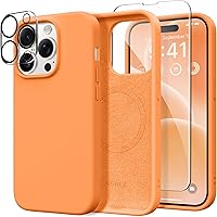 Vista 131 de GONEZ Funda de silicona para iPhone 14 Pro Max, compatible con MagSafe, con protector de pantalla + protector de lente de cámara, silicona líquida a