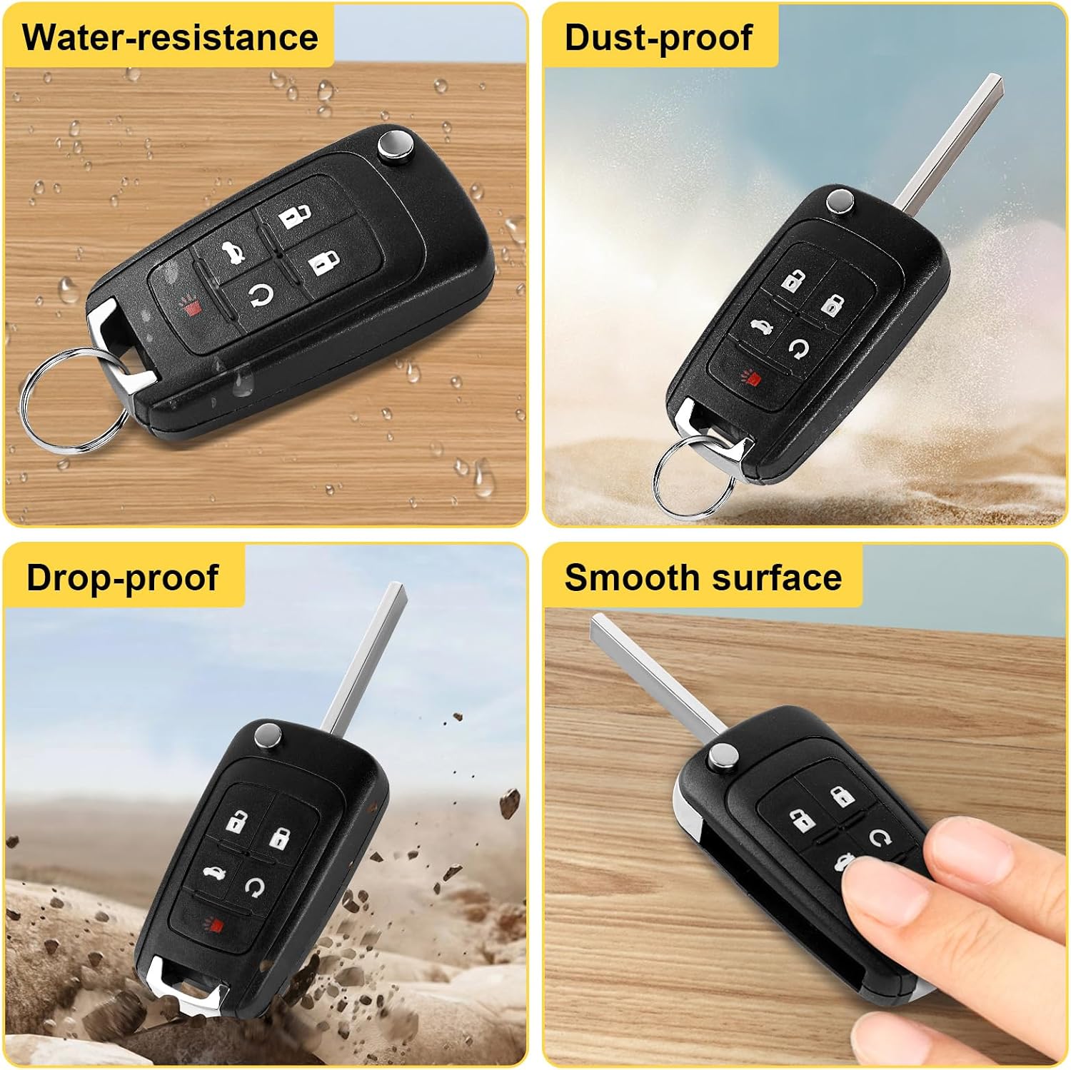 OGATOO Flip Key Fob Replacement Keyless Entry Remote Control Fits for Chevy Equinox Camaro Impala Cruze Sonic Malibu/ GMC Terrain/ Buick Lacrosse Regal Verano Encore Allure 2010-2019, OHT01060512