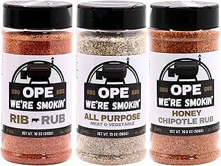 Ope We’re Smokin’ Ope Trio BBQ Seasoning Pack – Rib Rub, All-Purpose Seasoning & Honey Chipotle Rub – All Natural, Gluten-Free, No MSG, Bold Midwest BBQ Flavors (3 Pack)