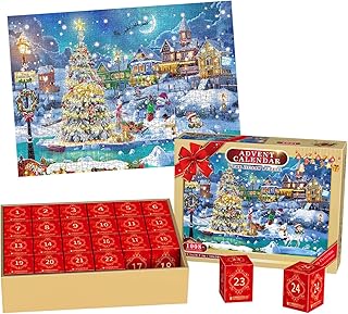 Advent Calendar Christmas Jigsaw Puzzles | 24 Days Countdown To Christmas Holiday Puzzles | Stocking Stuffer, Christmas Gifts, Home Decoration, 1008 Pieces Jigsaw Puzzles For Puzzle Lovers