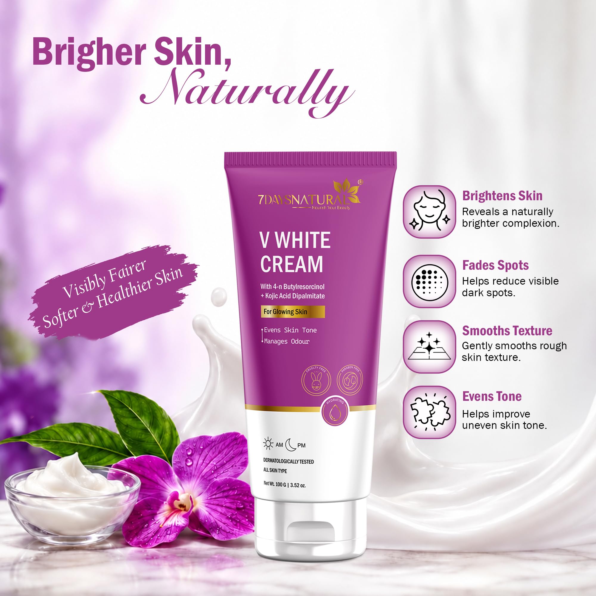 7DAYSNATURAL Vagi Glow Whitening Cream | Intimate Area Brightening & Moisturising Formula | For Women | 100g 3