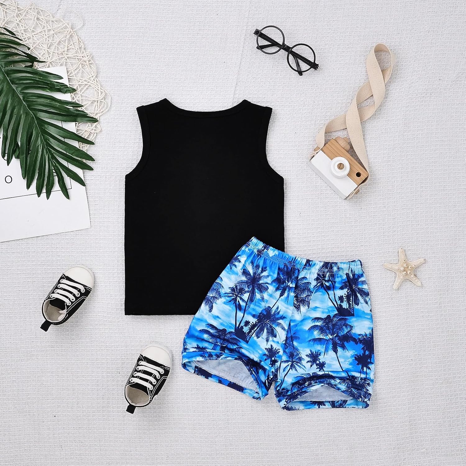 Baby Clothes Toddler Boy Summer Tropical Beach Outfits Sleeveless Tank Tops & Pocket Pant set 12 Months-4 Years old - Image 3