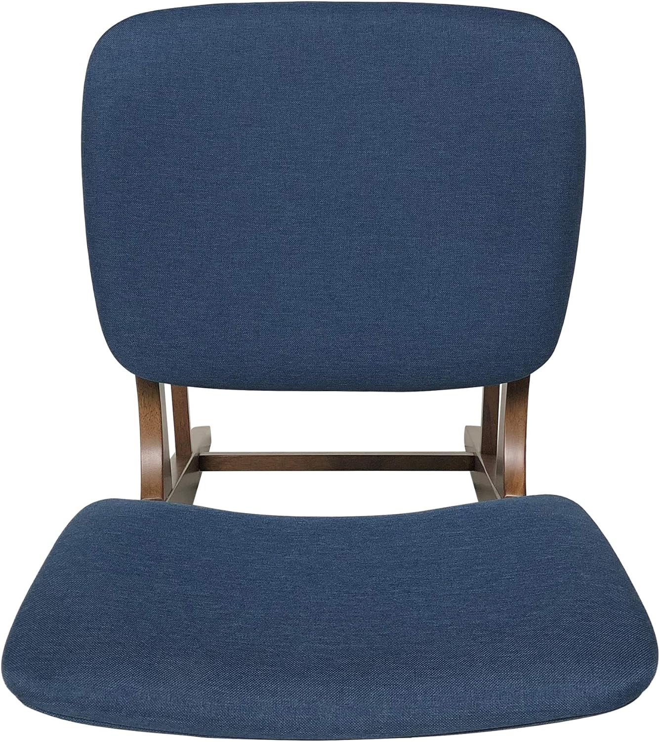 Christopher Knight Home Luella 42" Wooden Bar Chair with Fabric Seats (Set of 2), Dark Blue and Walnut Finish
