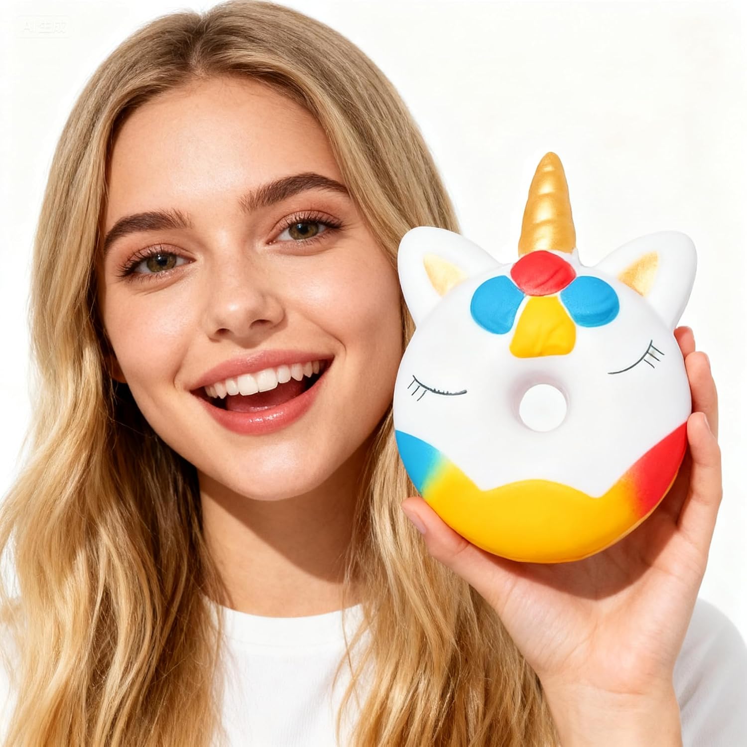 BELLYDOG-Cute Squishy Magical Unicorn Series TPR Squishy Soft Scented Stress Reliever with Wet and Soft Feelings Adorable and Ultra Cute Fidget Toy (White Donut)