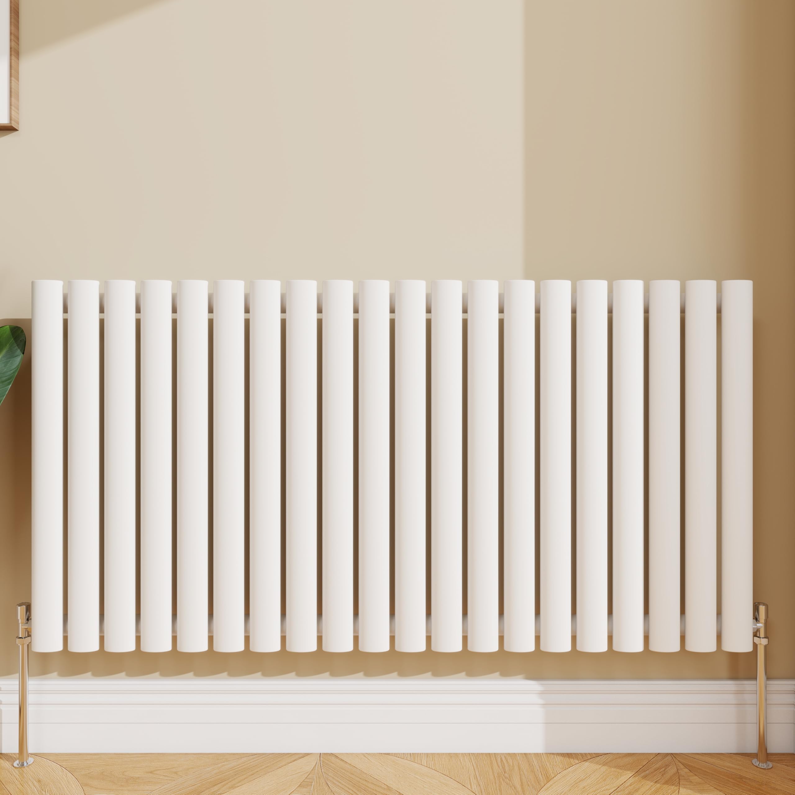 SLINE SANITARY Horizontal Oval Column Rradiator Bathroom Central Heating White 600ร1180mm Single Panel Radiator