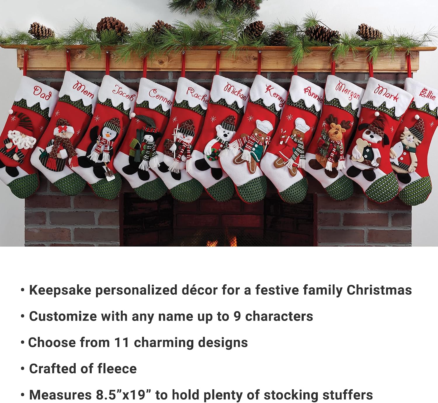 Let's Make Memories Personalized Christmas Stocking - Snow Cap - 3D Plush Character - Embroidered Name - Christmas Décor - Holiday Décor - Customized Stockings For Family - Penguin