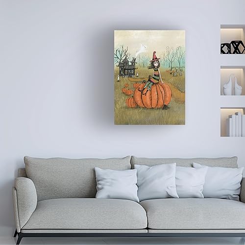 Miniatura 2 de Trademark Fine Art Lienzo decorativo para pared, diseño de bruja de Halloween con calabaza de Christine Rotolo para decoración de sala de estar,