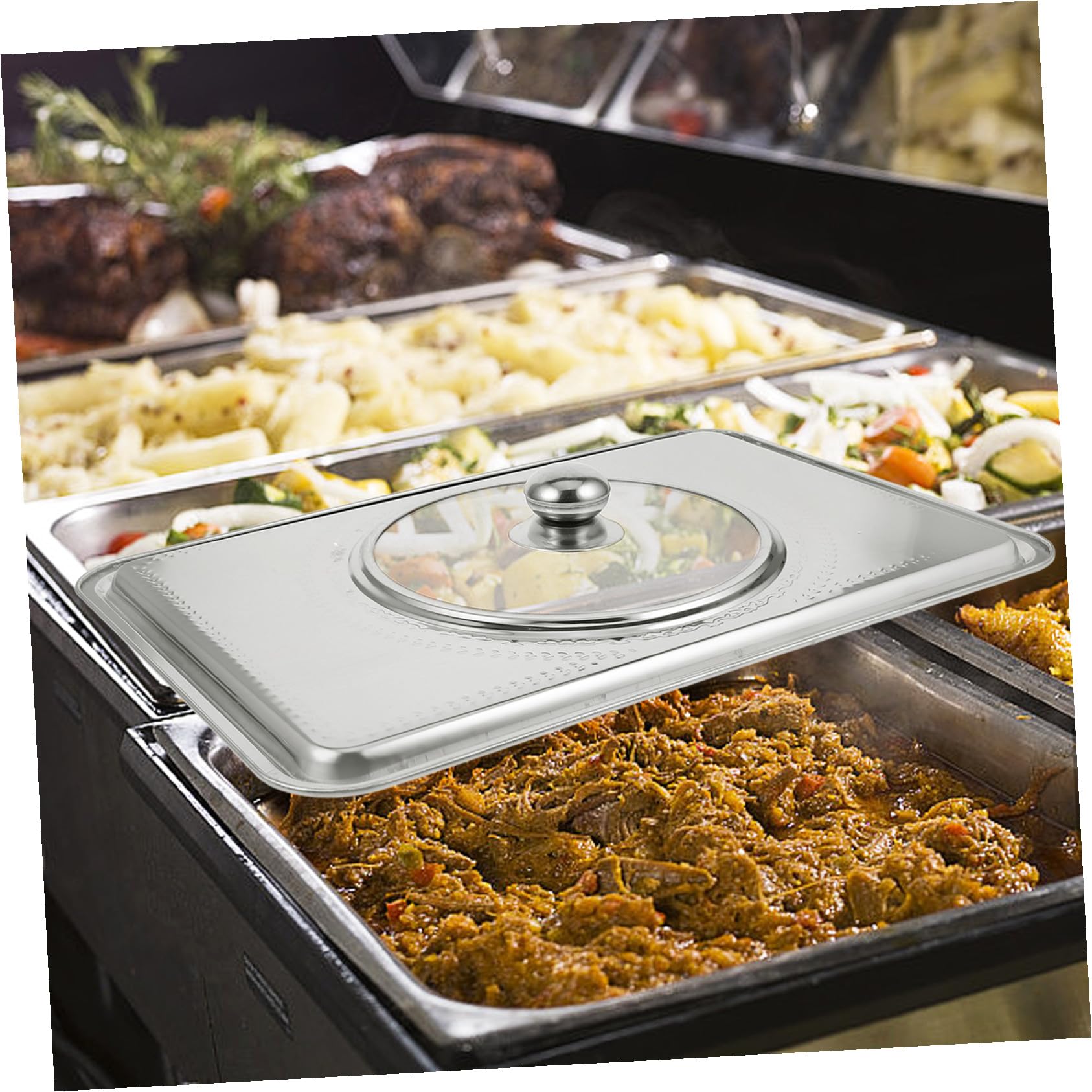 Tapa de Bandeja para Asar Pescado de Acero Inoxidable Plata | Asa Pequeña, para Servir y Proteger Alimentos, Adecuado para Reuniones Familiares y Hoteles