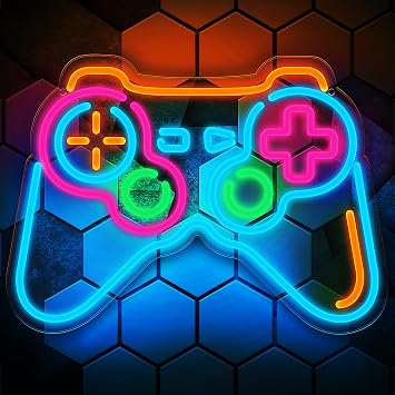 Eufrozy Gamer Neon Sign for Kids Teen Boy Gaming Room Wall Decor | 6 Dimmable USB Powered, Blue Game Controller Led Neon Light for Gaming Wall Decor, Teen Boy Room Decor, Gamepad Shaped Gifts