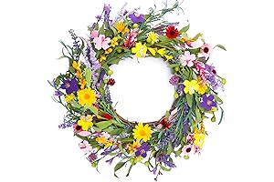 CEWOR 20 Inches Easter Door Wreath for Front Door Outside