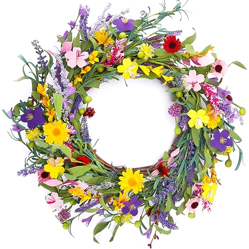 CEWOR 20 Inches Front Door Wreath Artificial Wreath for Wall Window Room Farmhouse Indoor Outdoor Decor