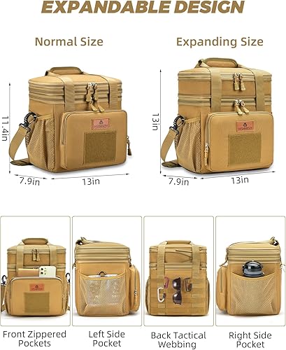 Miniatura 2 de HSHRISH Lonchera táctica expandible extragrande para adultos, bolsa de almuerzo aislada impermeable con mucho espacio de almacenamiento, bolsa