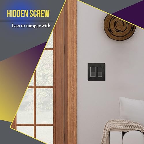 Miniatura 171 de ENERLITES SI8834-BK - Placa de pared decorativa sin tornillos, cubierta de enchufe segura, 4 entradas, 4.68 x 8.30 pulgadas (alto x largo), Negro