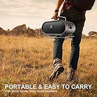 Vista 2 de RHM K666 - Máquina de karaoke con graves ricos y profundos, sonido potente, 2 micrófonos inalámbricos, batería recargable, 8 horas de reproducción