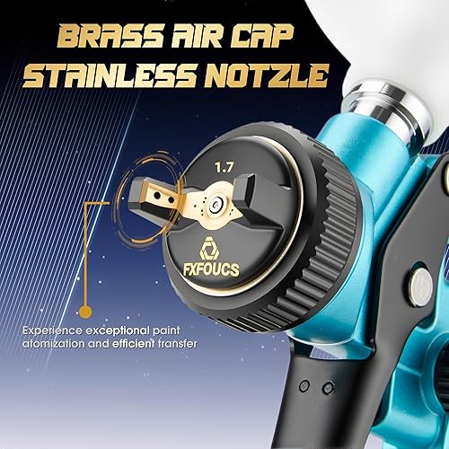 Miniatura 2 de HVLP Pistola pulverizadora con boquilla de 0.067 in, pistola de pintura para automóvil, kit de herramientas premium perfecto para una amplia gama de