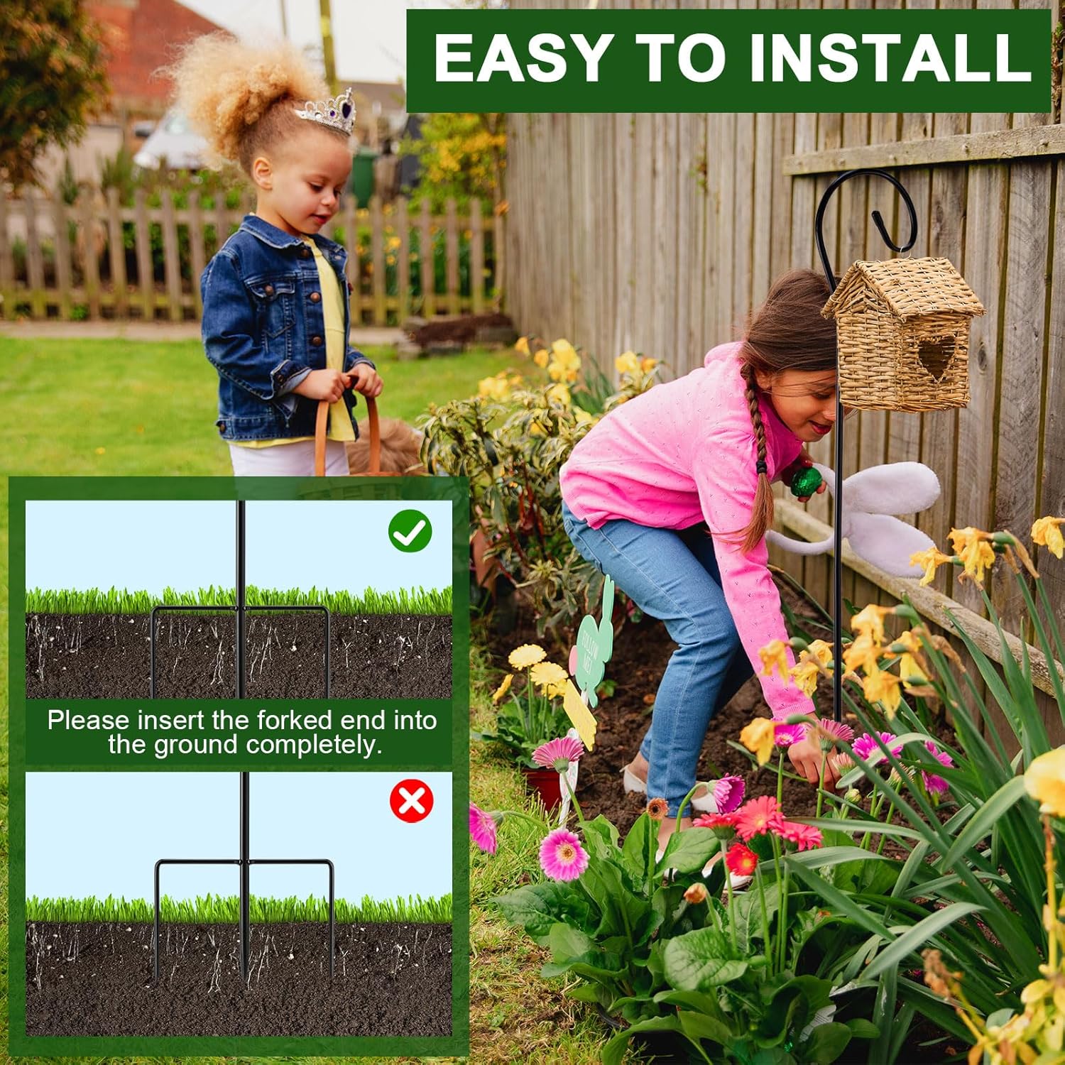 Therwen 24 Pcs 32 Inch Shepherds Hooks for Outdoor Bulk Garden Hooks for Hanging Plants Lanterns Bird Feeders Solar Lights Mason Jars Weddings Decor Hummingbird Adjustable Stand Hanger