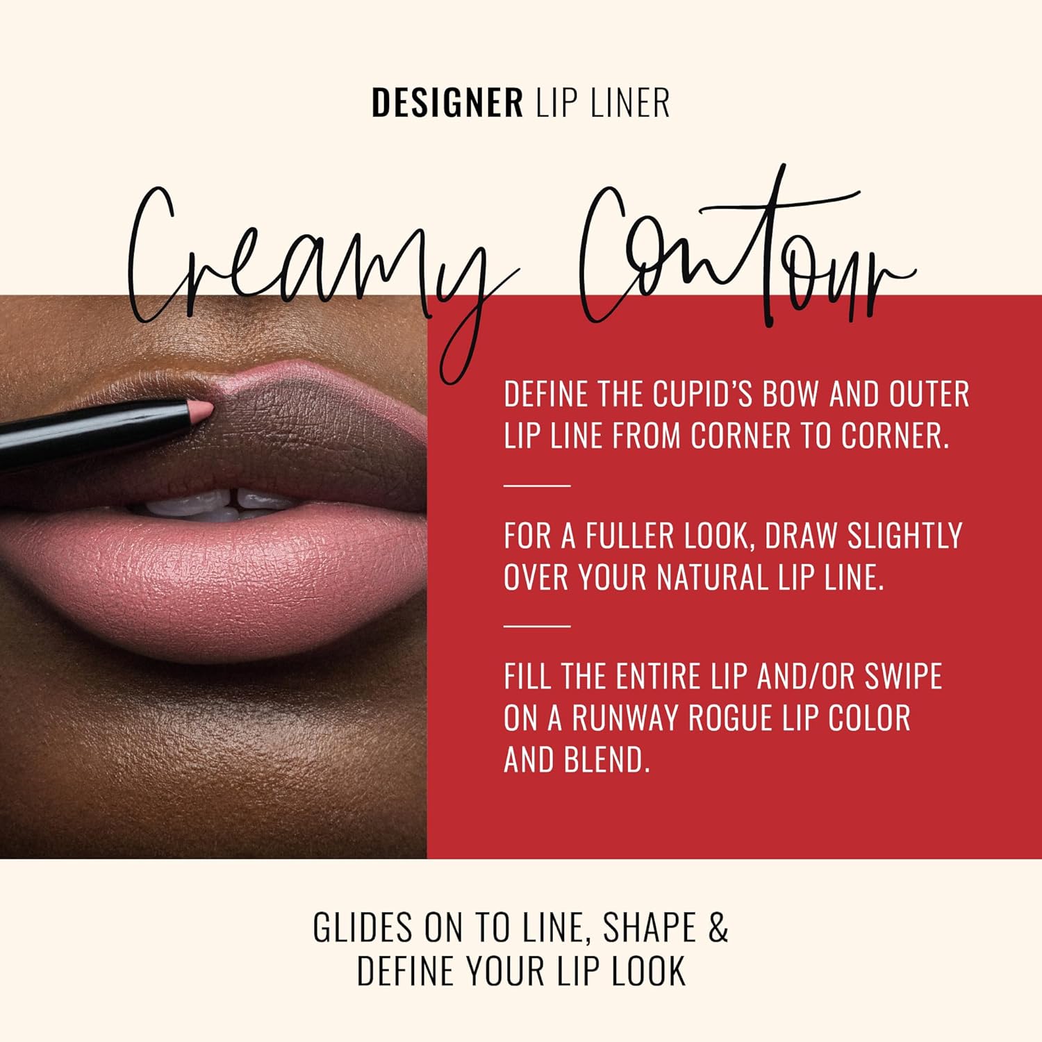 Runway Rogue Designer Liner Lip Pencil, Matte Cool Berry-Rose Lip Liner Pencil and Lip Liner Sharpener, ‘Camera Ready’ - Image 3