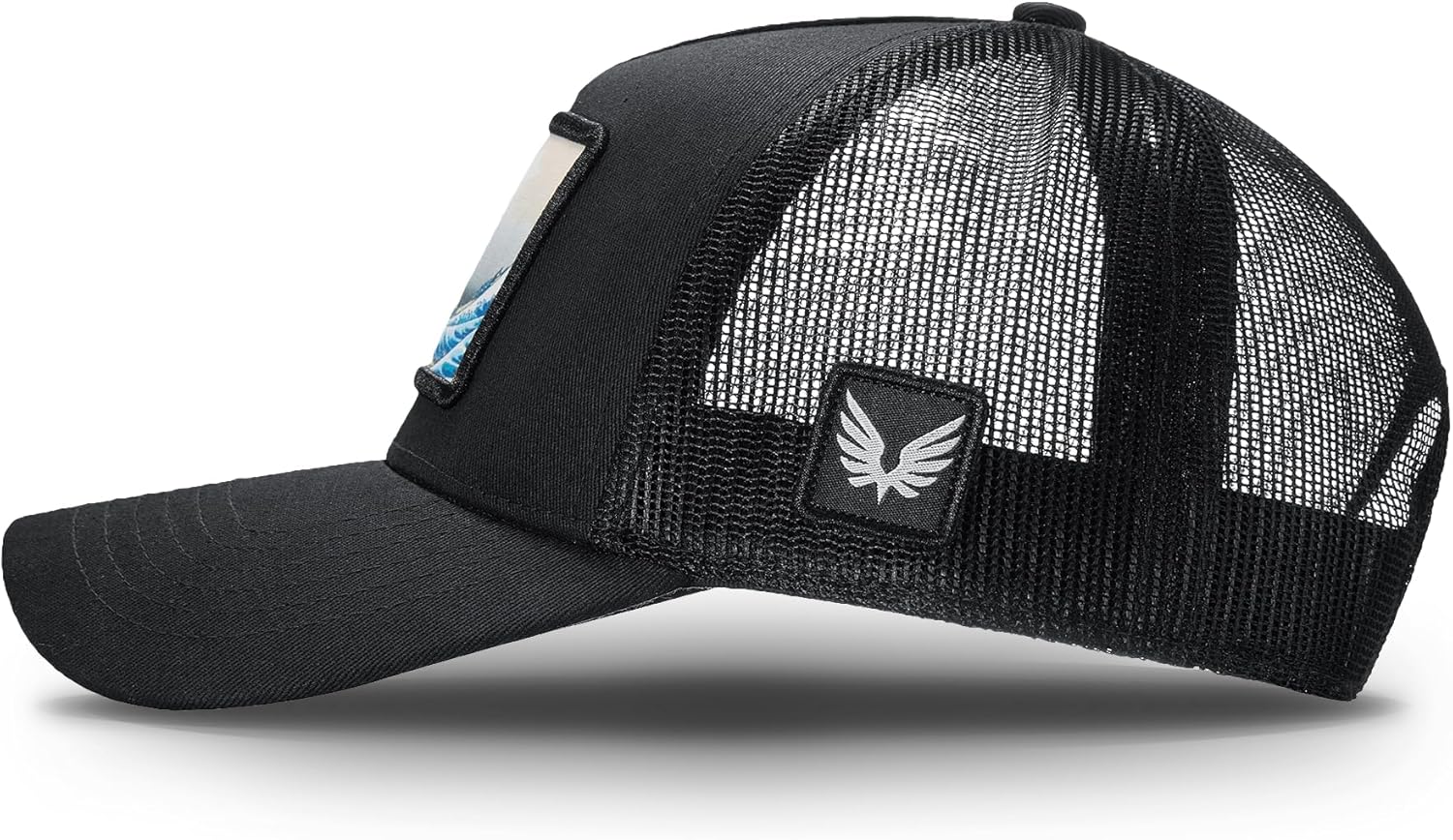 LIGHT SYNDICATE Great Wave Trucker Hat – Japanese Art Snapback · Structured 5-Panel Design · Wearable Art (Black) - Image 3