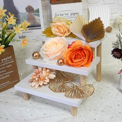 Miniatura 7 de DRWATE Decoración para tartas, 11 piezas de flores bohemias con hojas doradas, decoraciones para tartas para bodas, baby shower, suministros de