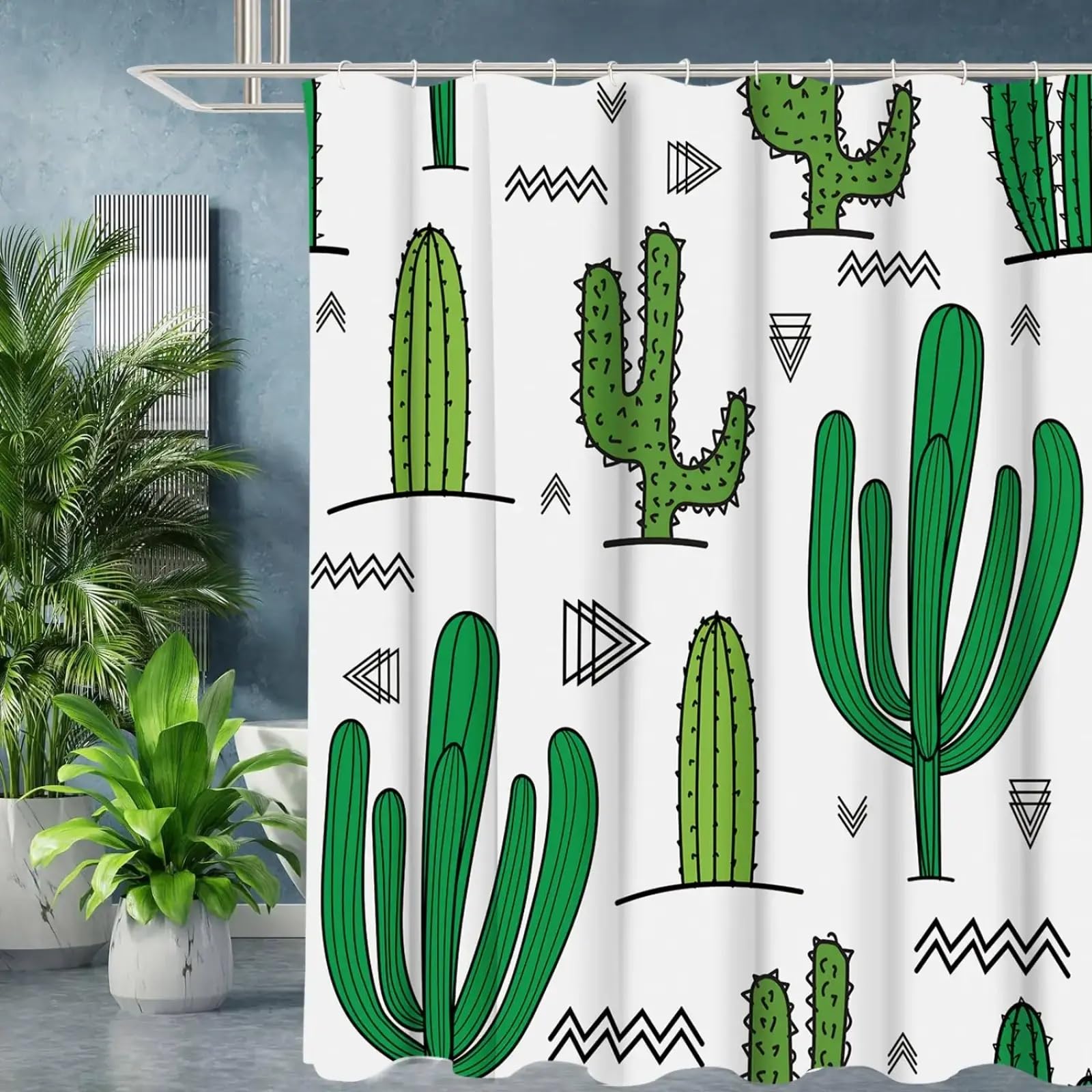 Rideau de douche en tissu imperméable cactus tournesol 183x244cm