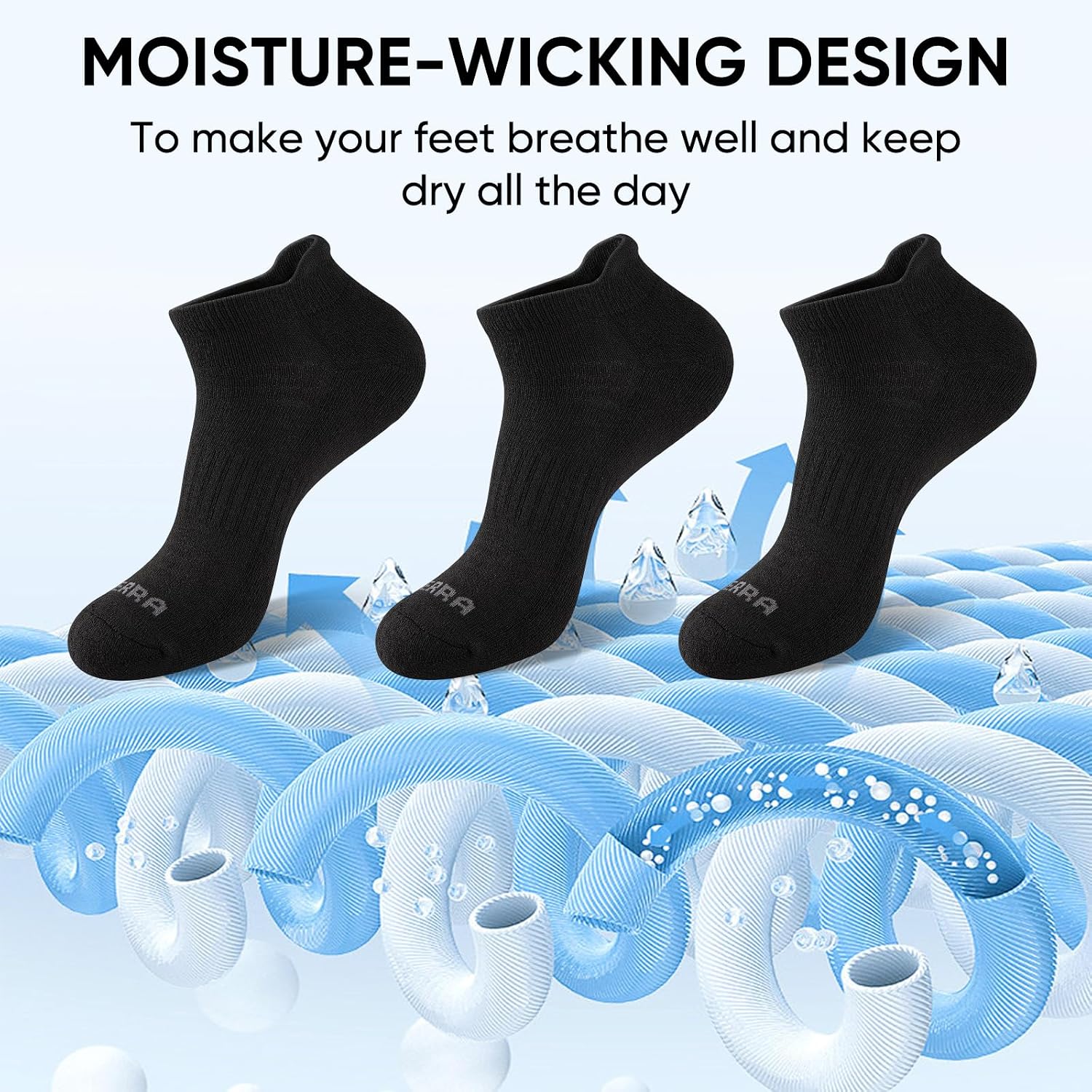 Mens Ankle Socks 6 Pack Low Cut Athletic Running Cushioned Tab Socks