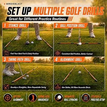 Professional 2 or 3 or 4 Pack Collapsible Golf Alignment Sticks, Premium 40 Alignment Golf Stick Ideal for Aiming, Putting and Swing Practice