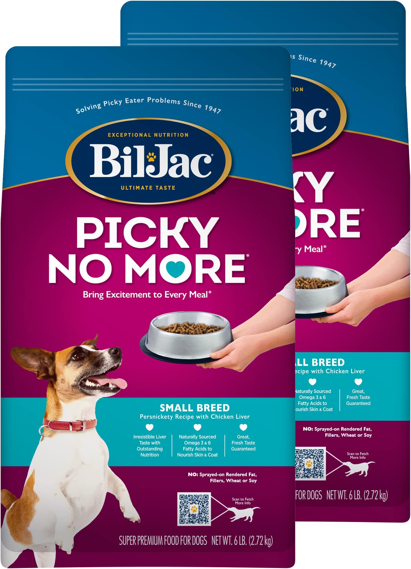 Picky No More Small Breed Formula Dry Dog Food, All Life Stages, Made with Real Chicken Liver, 6lb (2-Pack)