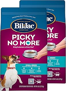 Bil-Jac Picky No More Small Breed Formula Dry Dog Food, All Life Stages, Made with Real Chicken Liver, 6lb (2-Pack)
