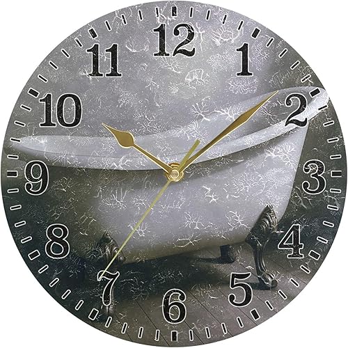 Miniatura 49 de JUNZAN Divertido Adorable Gatito en Bañera Relajándose Relojes Redondos de Baño Relojes para la Pared 10 Pulgadas Reloj de Pared Pequeño Casa de