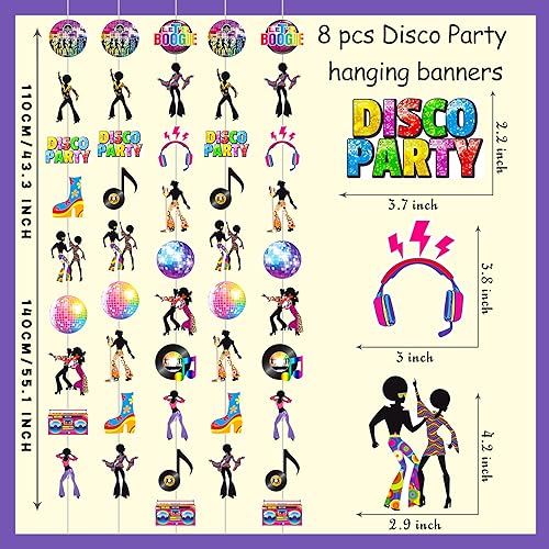 Miniatura 2 de Pancartas colgantes para fiesta de discoteca de los años 70, decoraciones de fiesta de cumpleaños para discoteca Boogie de los años 70, suministros