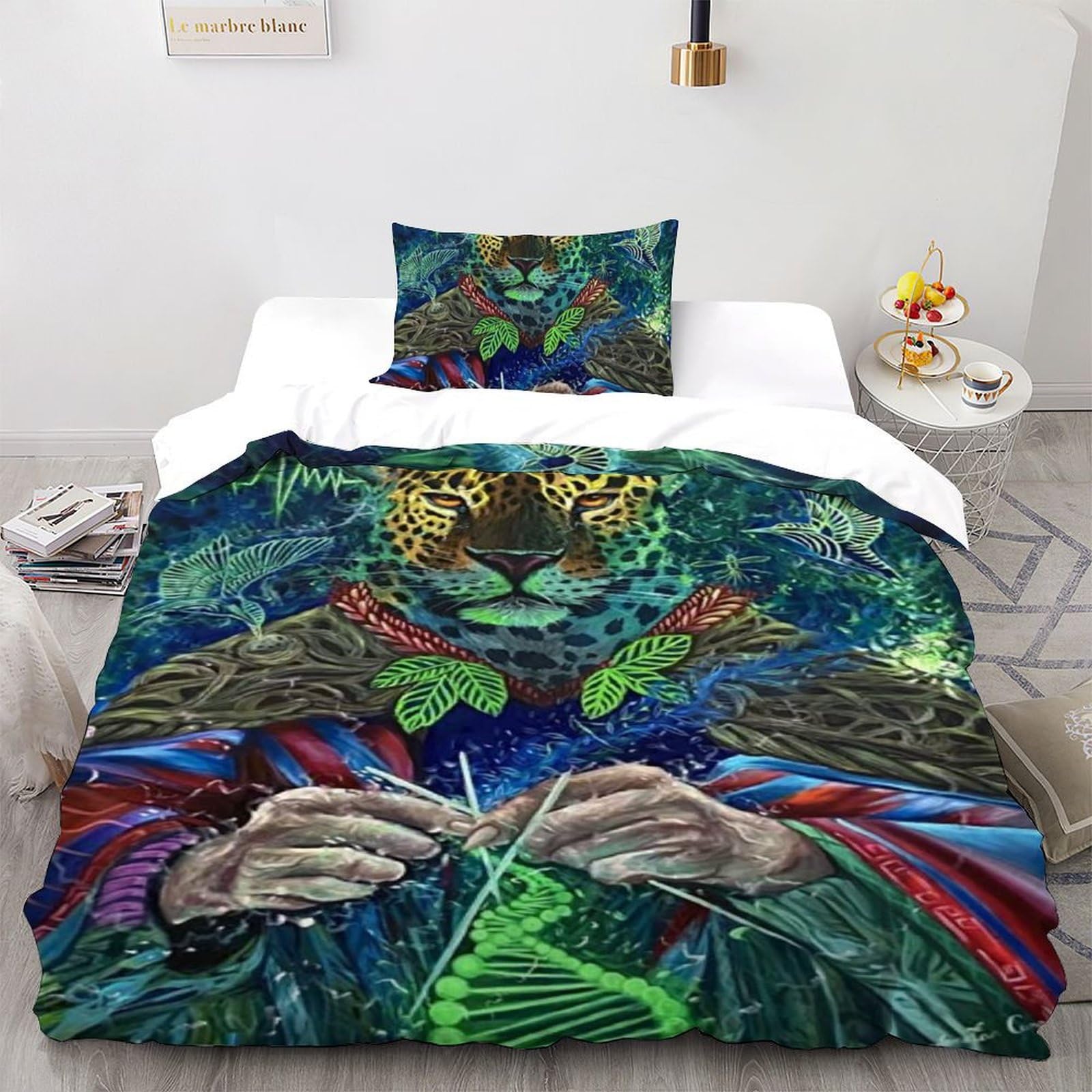 Housse de couette single animaux imprimé 3D en microfibre avec taie d'oreiller
