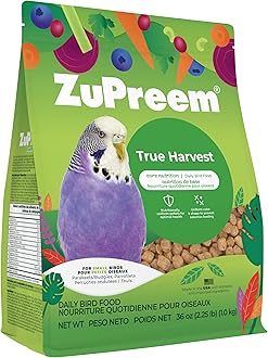 Natural Bird Food, Bird Feed Pellets for Parakeets, Budgies, Parrotlets, & Doves, ZuPreem Core Nutrition, Made in USA, Added Vitamins, Parakeet Food, Budgie Feed, (Small, 2.25 lb Bag)
