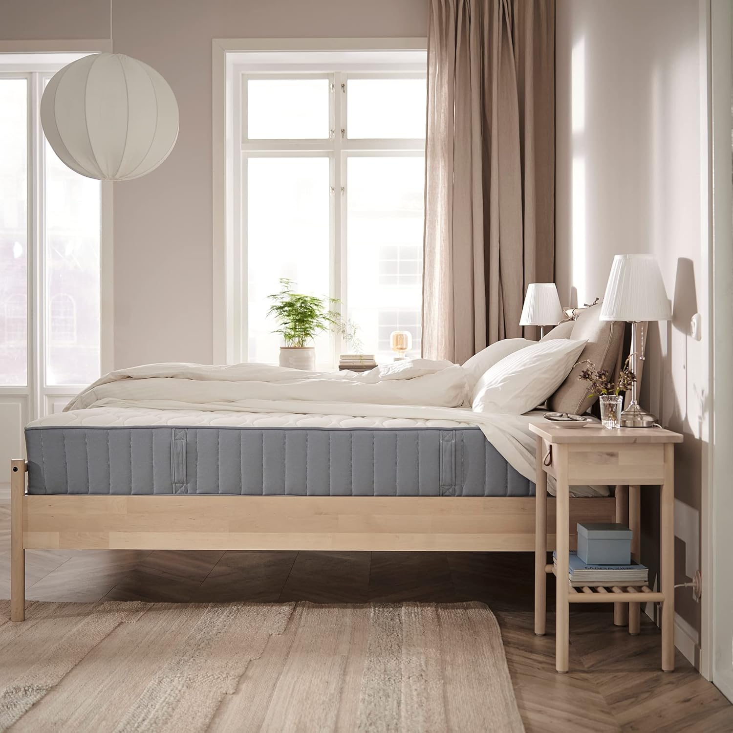 VÅGSTRANDA Pocket sprung mattress, extra firm/light blue, 180x200 cm