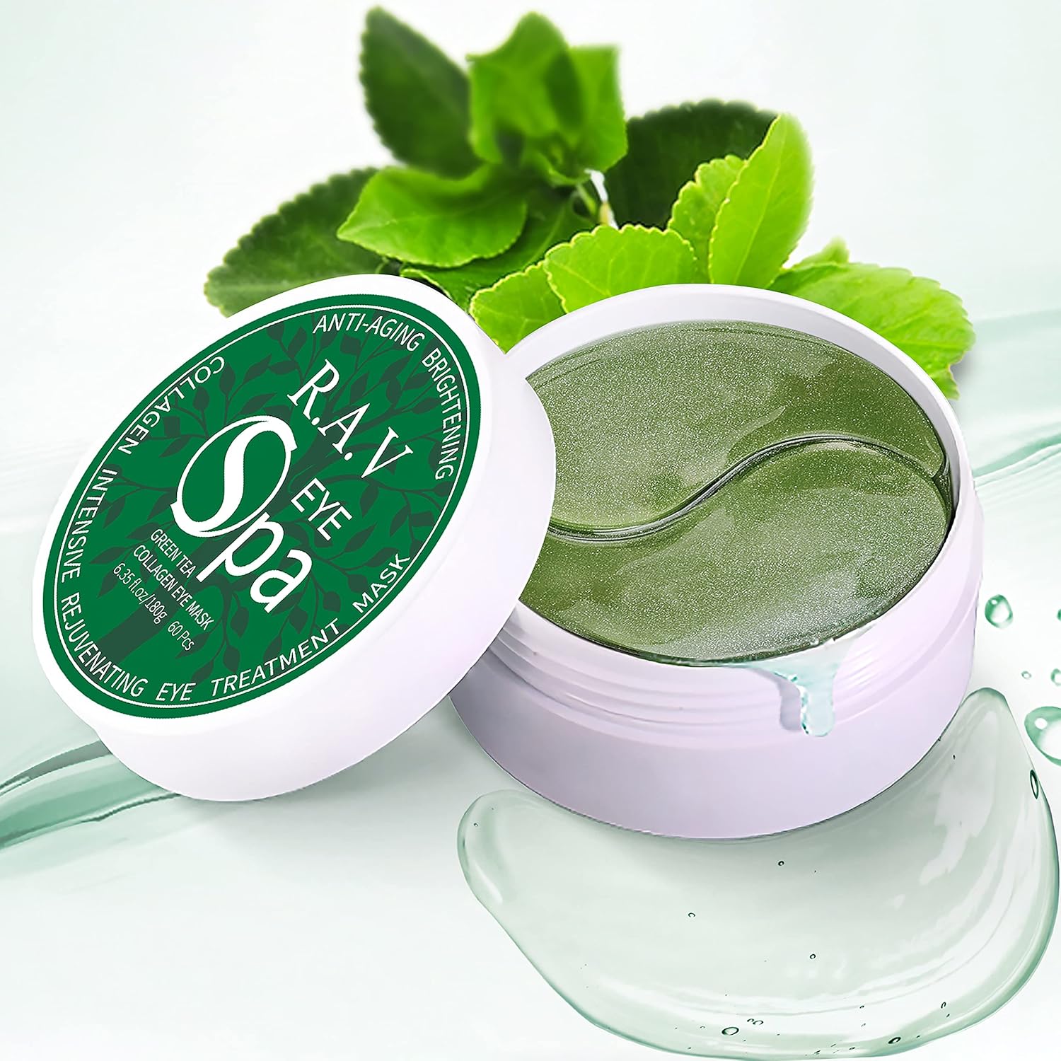 R.A.V Under Eye Patches Green Tea Eye Masks with Hyaluronic Acid and Collagen for Dark Circles, Puffiness, Eye Gel Treatment Patch Anti-Aging Eye Pad for Wrinkles, Eye Bag, Natural Extracts (30 Pairs) : Beauty & Personal Care