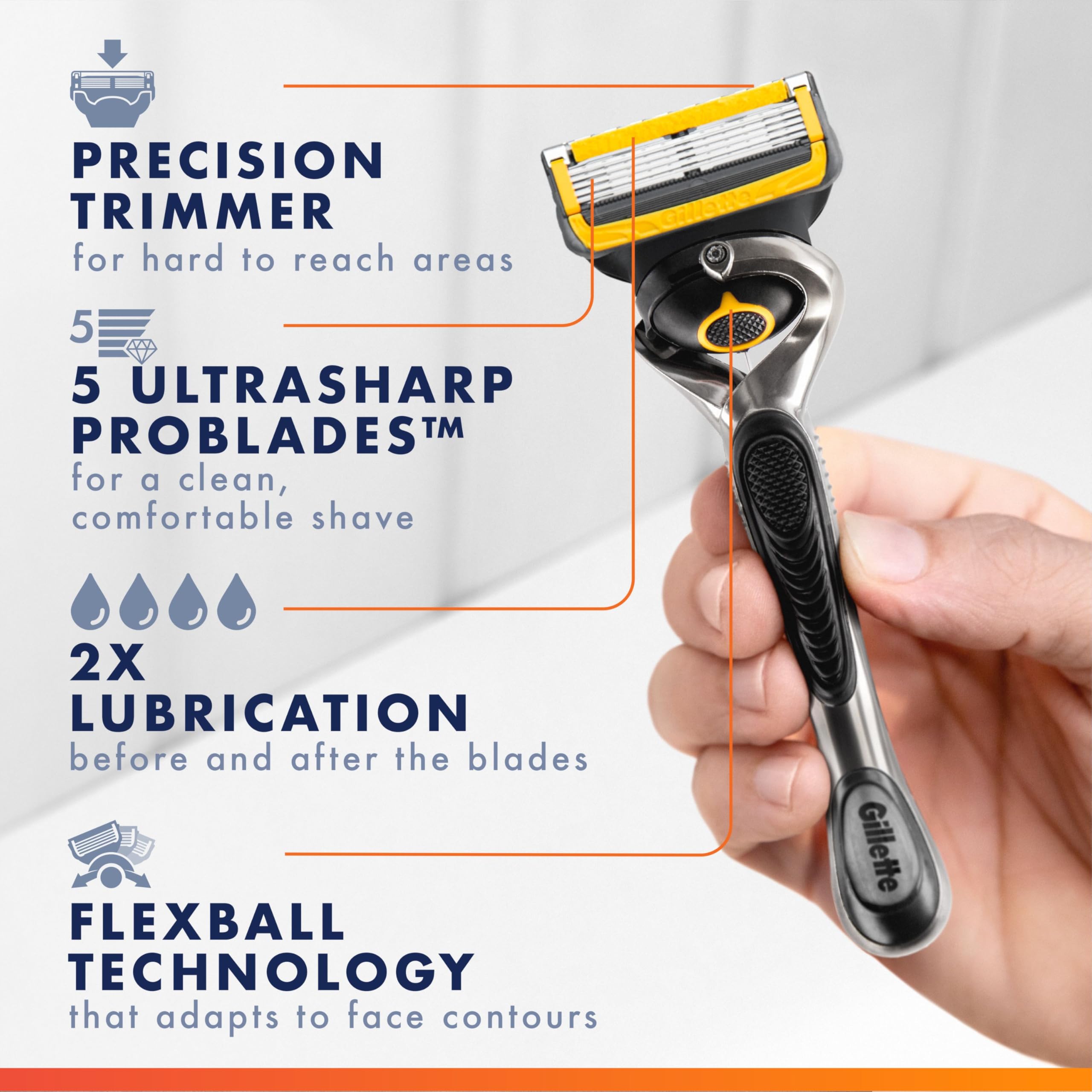 Gillette ProGlide Shield Razor - 5-Blade with Trimmer -3 Gillette ProGlide Shield Razor - 5-Blade with Trimmer -3