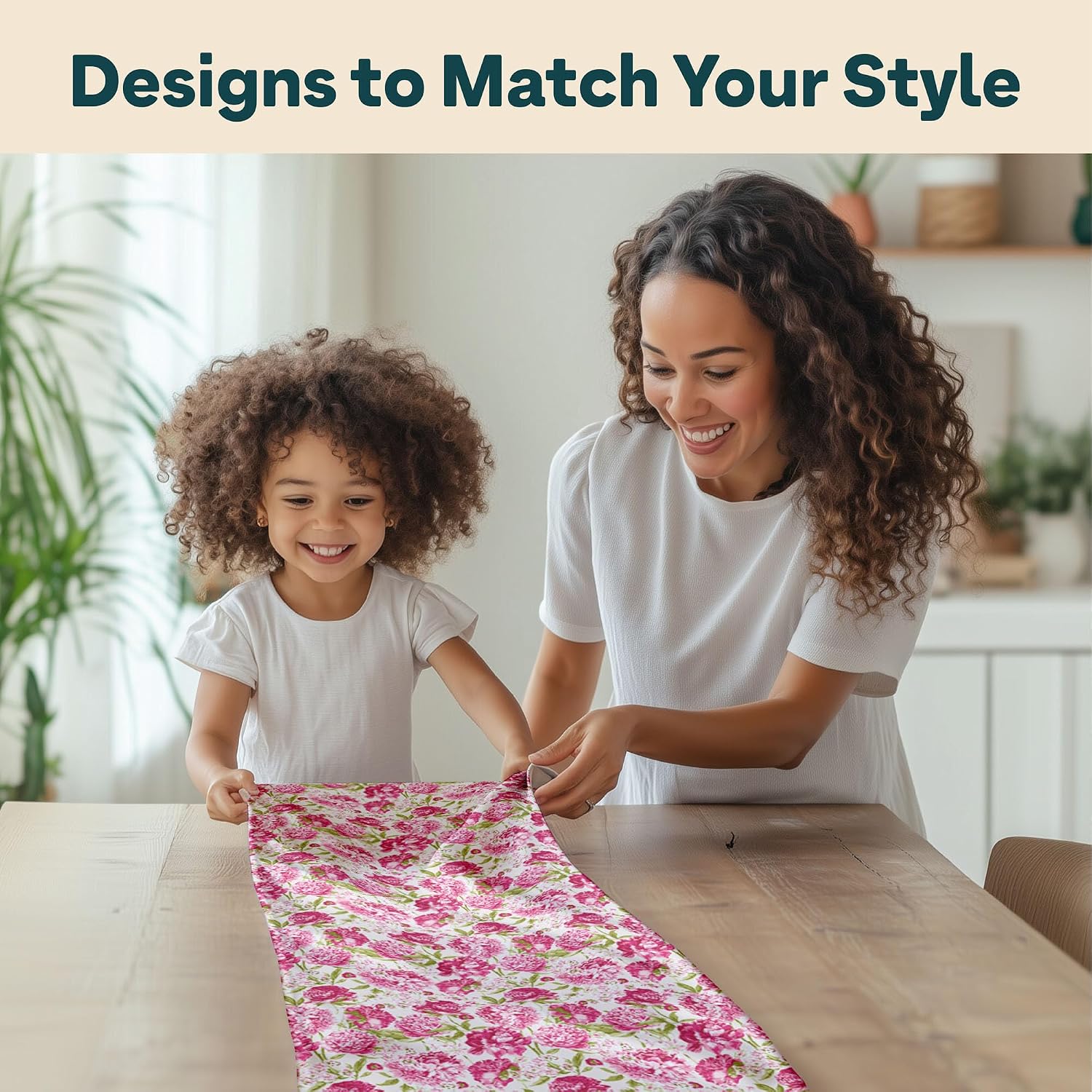 Spring Table Runners | Made in America Table Linens | Stain & Wrinkle Resistant | Seasonal Summer Spring Table Decorations for Home | Floral Collection - Floral 200 - 14 x 90 Inches Long