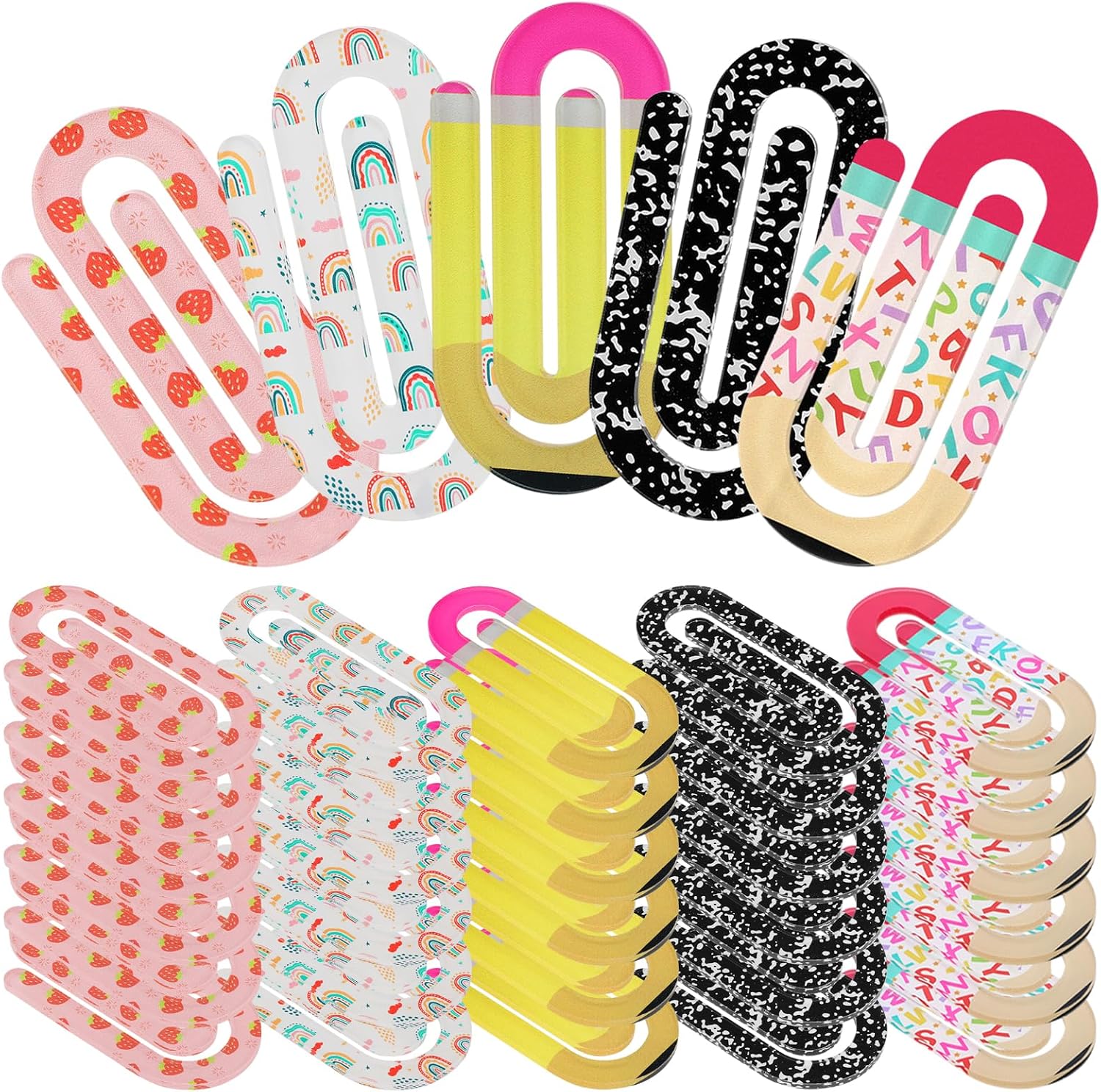30 Pcs 3.9" Jumbo Paper Clips, Acrylic Decorative Clips for School Office