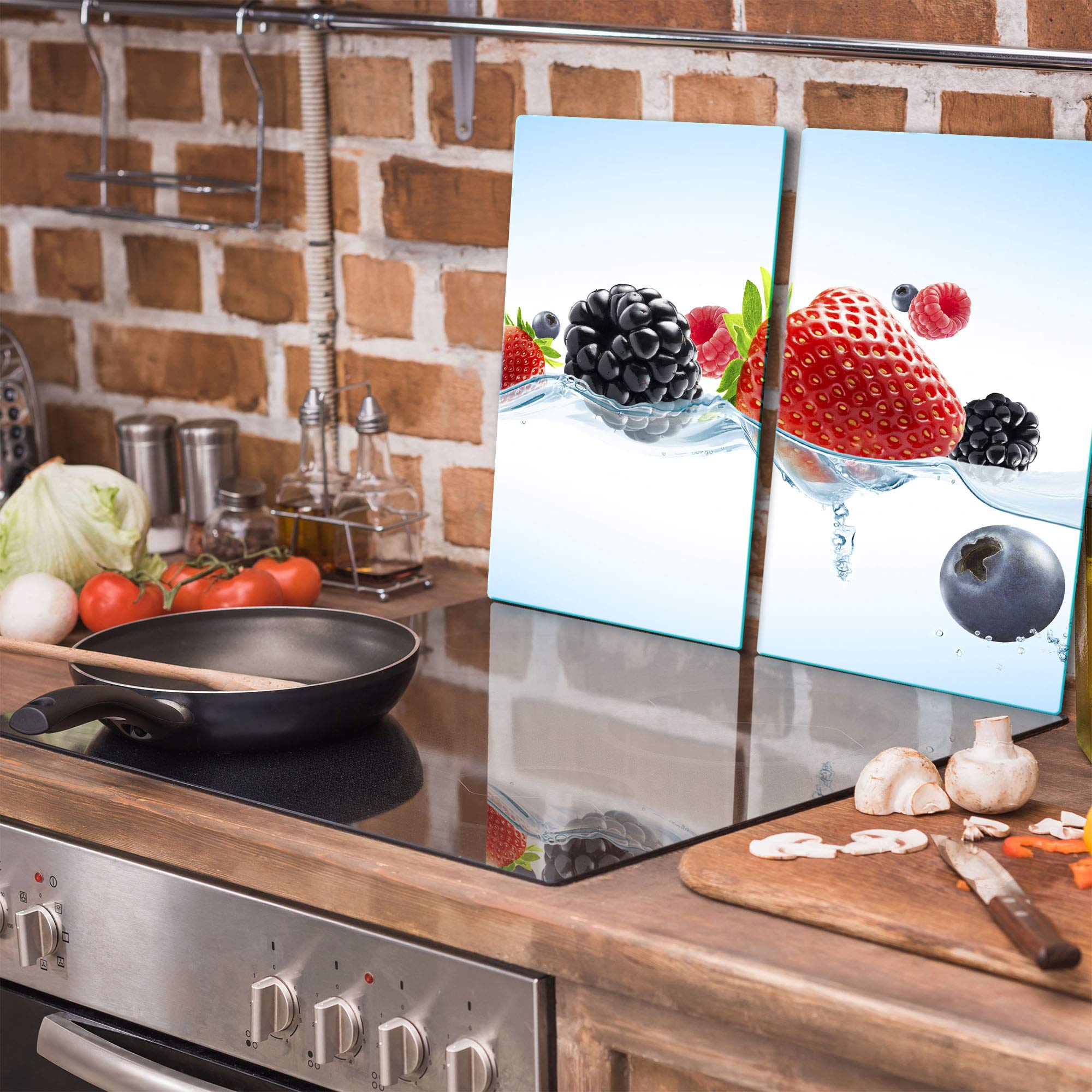 Couvre Plaque De Cuisson Gaz Planche à Découper En Verre Trempé TMK ArtDeko Plaque De Protection Universelle Pour Plaque De Cuisson 2 X Protege Plaque Induction En Verre Plaque De Verre Trempé