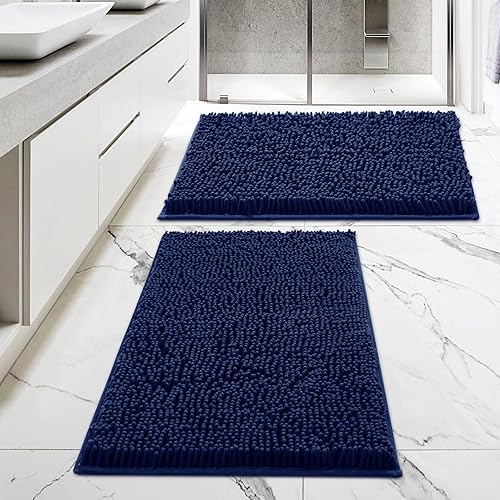 Miniatura 15 de MitoVilla Juego de 2 alfombras de baño negras, 2 piezas de 20 x 32 pulgadas, alfombras de baño de felpilla extra suaves y absorbentes, alfombra