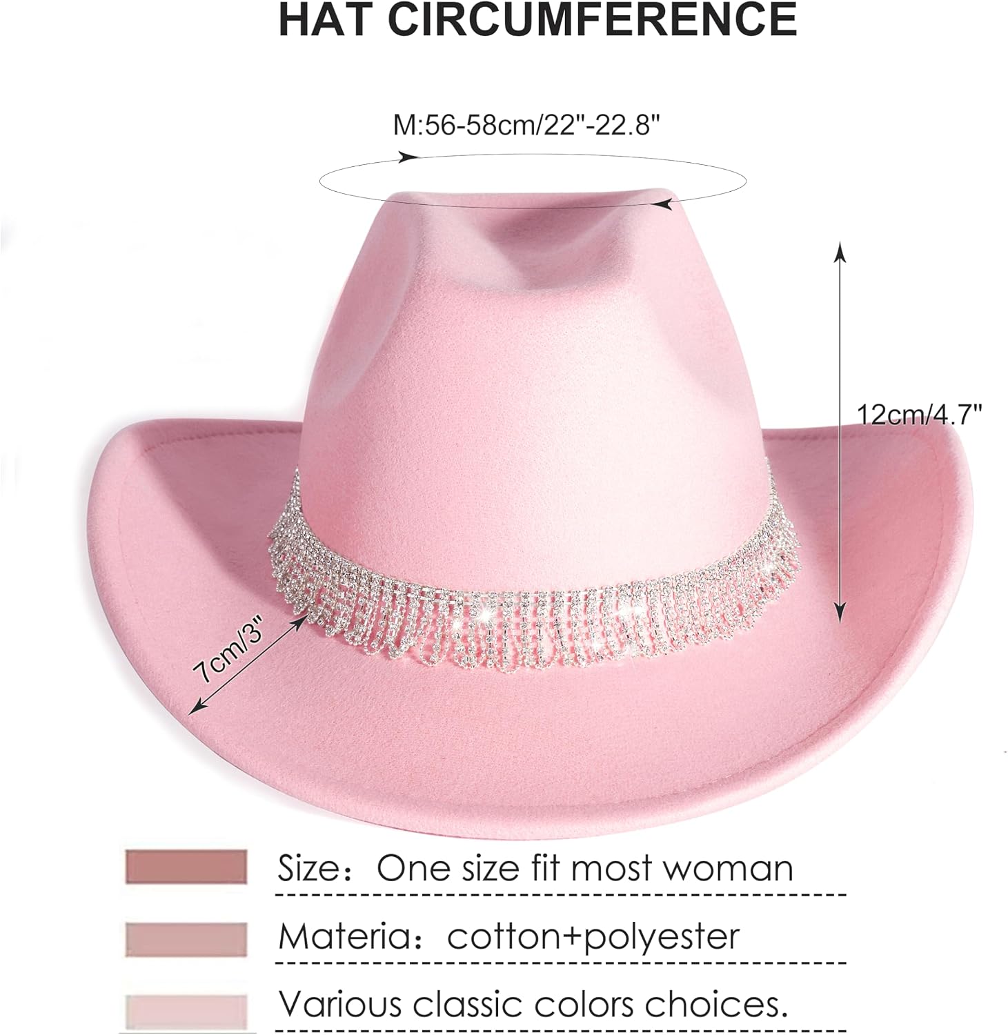 White Cowgirl Cowboy Hat Wide Brim Bling Rhinestone Party Cap