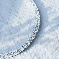 Vista 2 de Yaxa Essentials Collar de tenis de plata de ley con circonita cúbica de elementos infinitos de corte redondo, (anteriormente colección Yaxa)