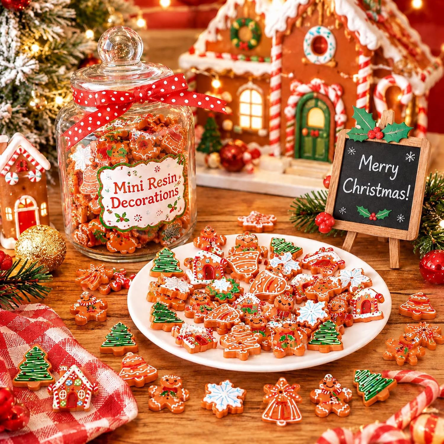 RattanView 240 Pcs Mini Gingerbread Charms Christmas Miniature Figurines
