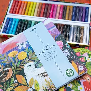 eeBoo Oil Pastels Strawberry Peeps - 50 Artist-Quality Blendable Color Sticks, Bold Pigments for Drawing & Blending, Sliding Gift Box, Kids Ages 5+