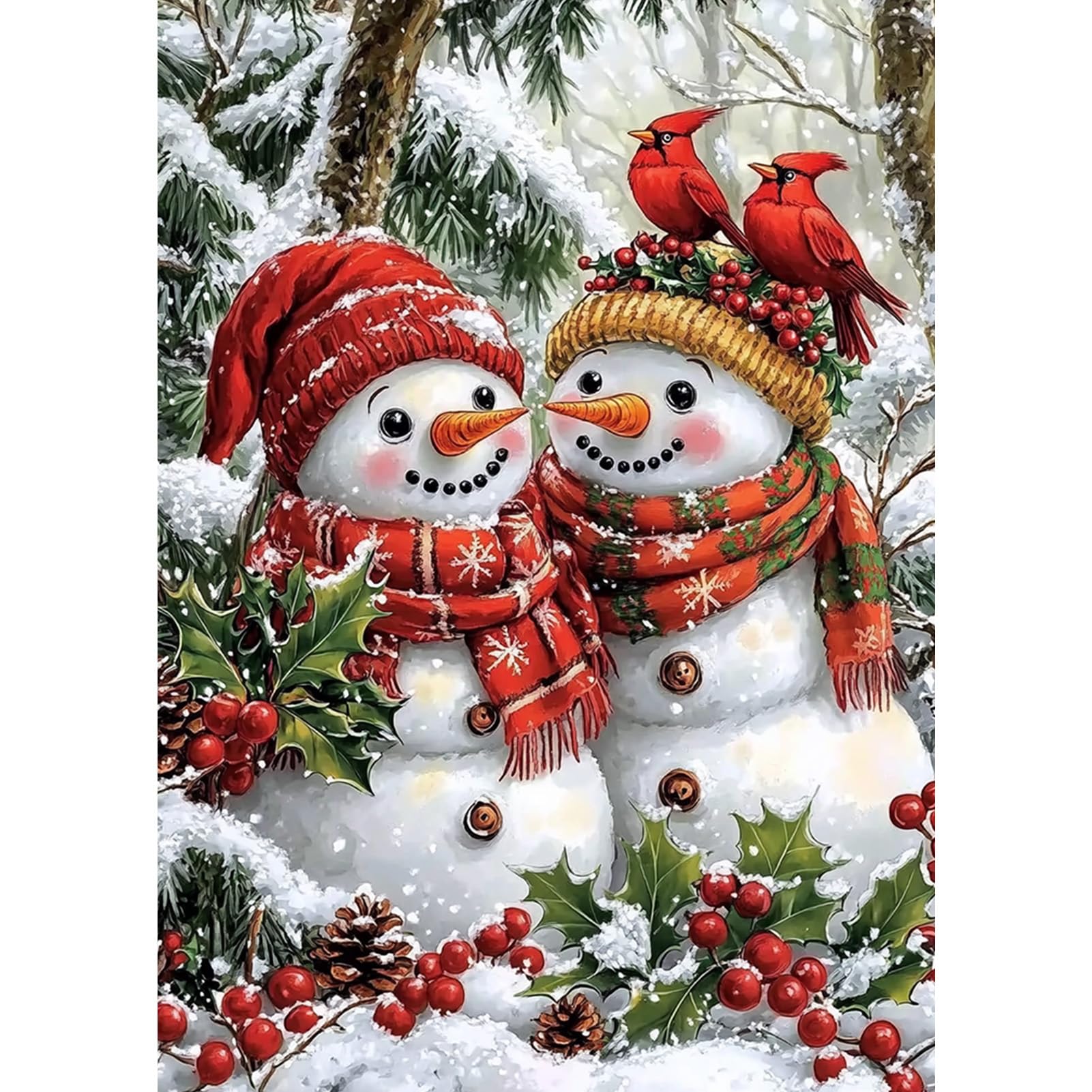 Lxmsja 5D Diamond Painting Natale, Pupazzo di Neve Diamond Painting Kit Completo, Diy Diamantini Crystal Art, Strass Ricamo a Punto Croce, Hobby Creativi Adulti Decorazioni da Parete e Casa 30x40cm