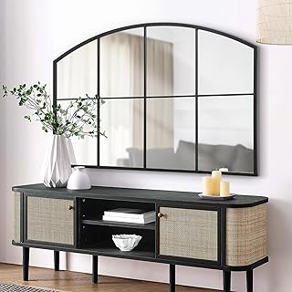 12 Wall Mirror Ideas Living Room for Light Space and Modern Style 96 Window Pane Black Mirror, 42