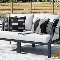 Adabana Waterproof Outdoor Pillow Covers 18x18 Set of 4 Black White Geometric Boho Throw Pillows for Patio Garden Porch