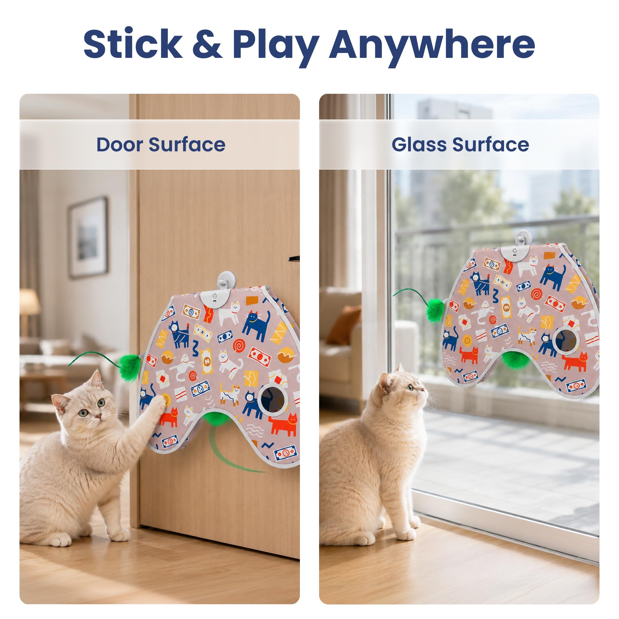 PAWSPIK Peek & Play Jouet électronique interactif mural pour chat | 3 modes de jeu, activation tactile, batterie rechargeable, plumes remplaçables