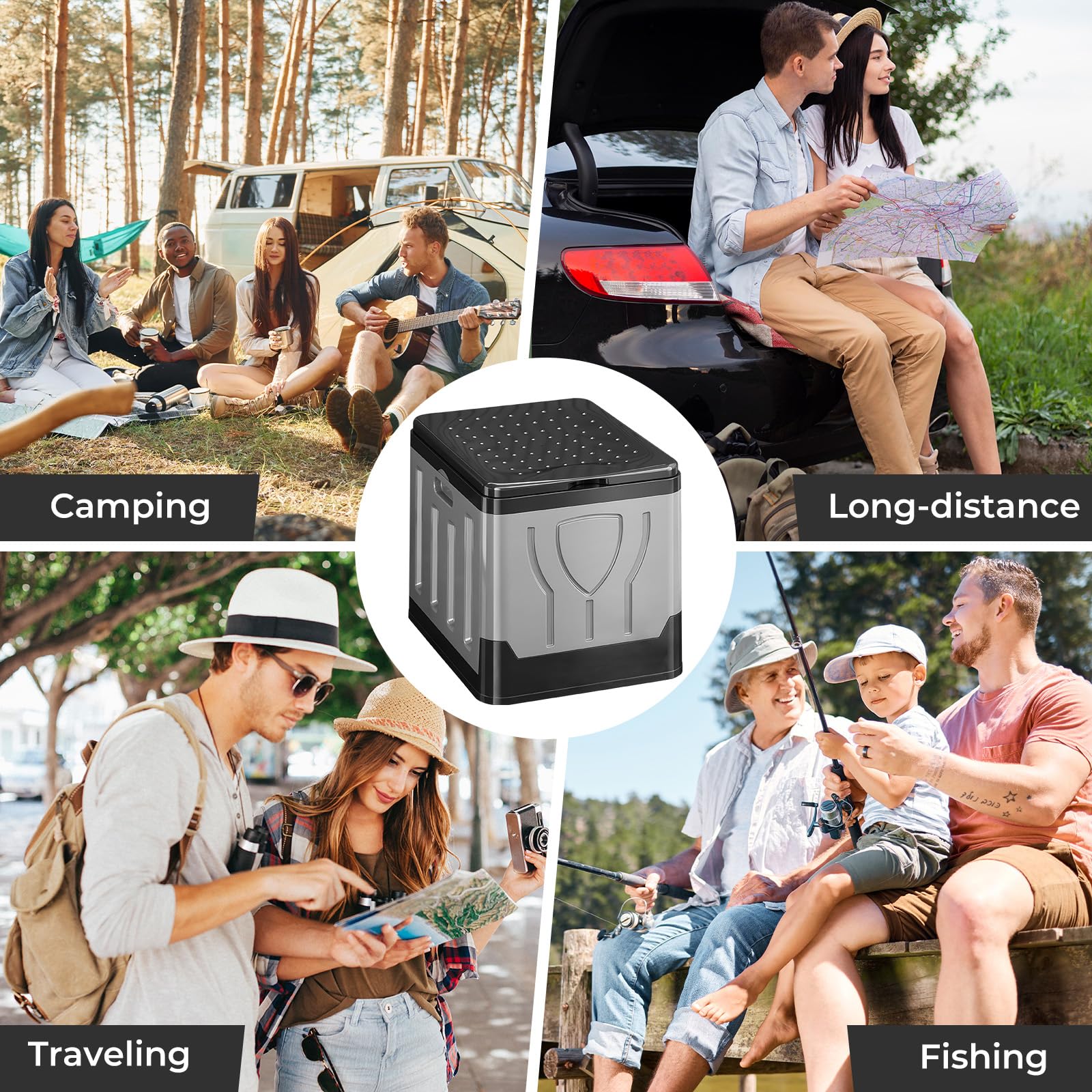 WC Portatile 20 L Capiente, Toilette Portatile Campeggio Pieghevole, Water Portatile Adulti Max 150 kg con 24 Sacchetti Igienici, Borsa per Il Trasporto & Cuscino per Campeggio, Auto, Viaggi